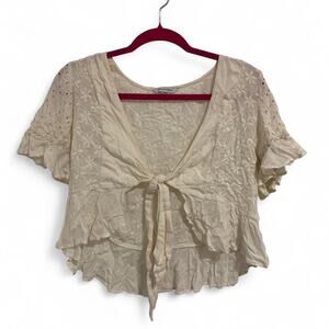 American Eagle Cream Lace Tie Front Too Size Medium